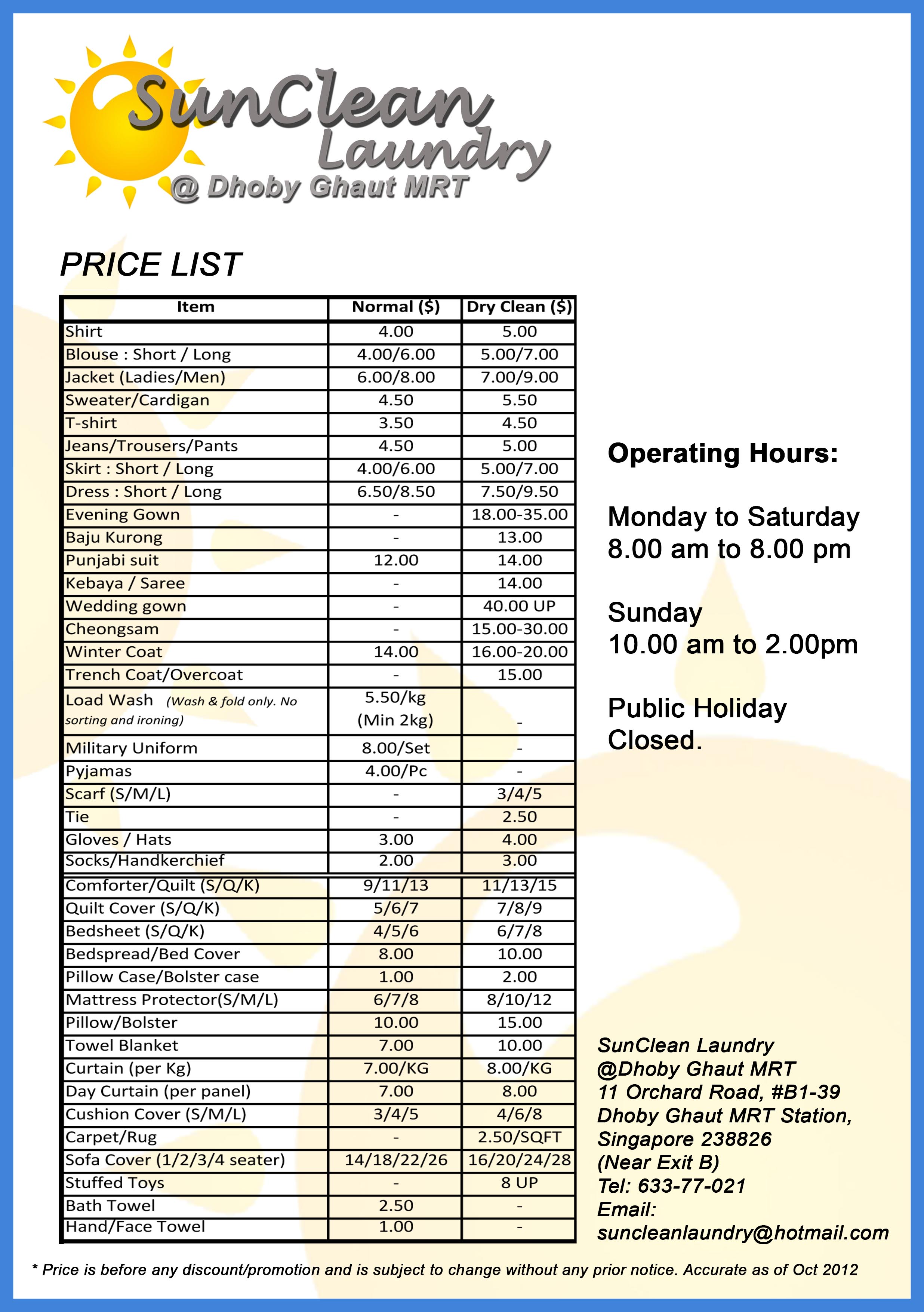 laundry-price-list