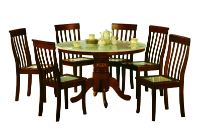 4ft Round Natural Marble Dining Set